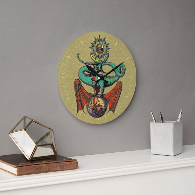 Guld Dragon Symbol Ripley Rulla Stor Klocka (Kontor)