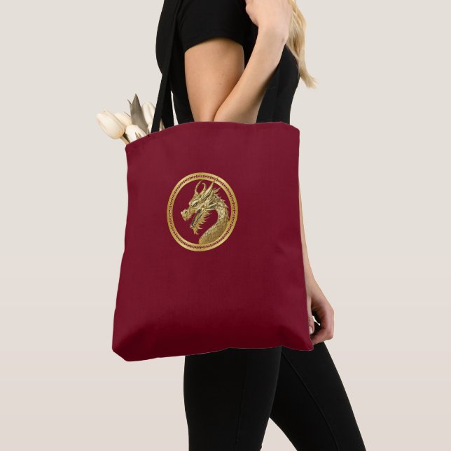 Guld Dragon- Tote Bag Tygkasse (Närbild)