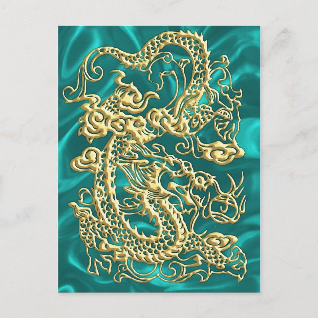 Guld Dragon Turcos Satin Lush Guld-kort Vykort (Framsida)