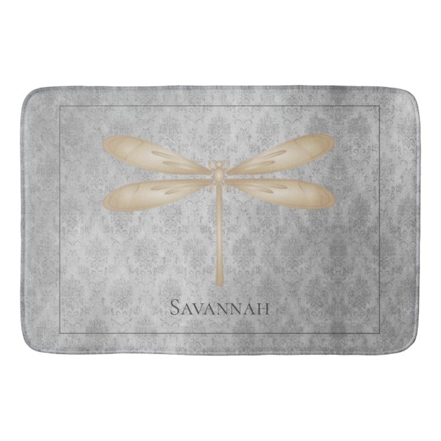 Guld Dragonfly Damask Badrumsmatta (Framsidan)