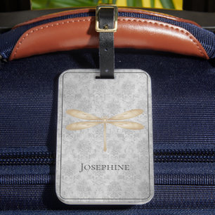 Guld Dragonfly Damask Bagagebricka