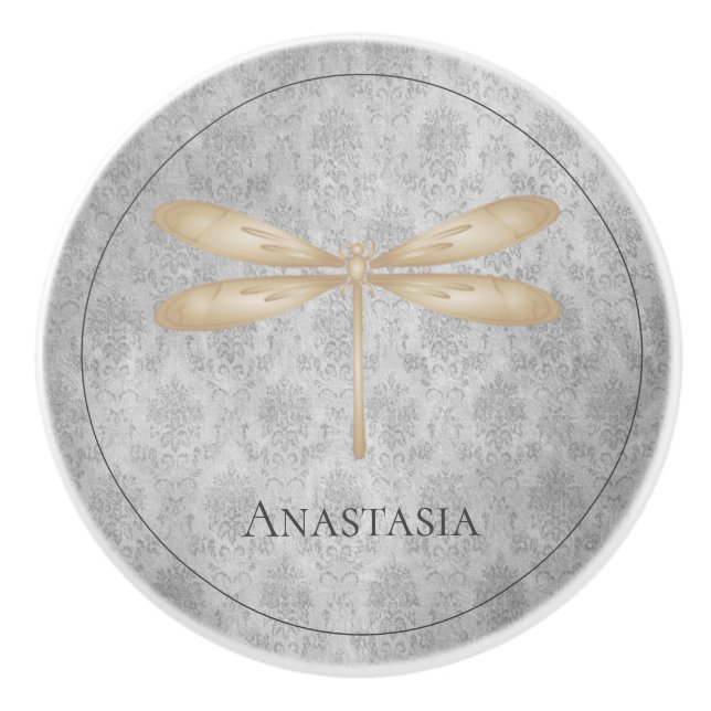 Guld Dragonfly Damask Knopp (Framsidan)