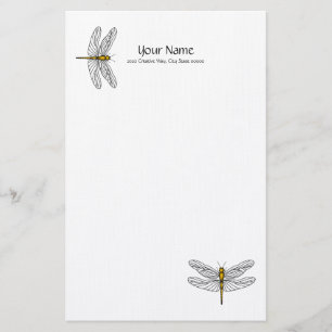 Guld Dragonfly Linen Stationary Brevpapper