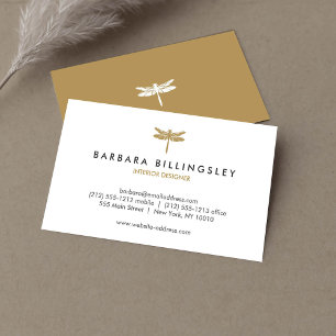 Guld Dragonfly Logotyp Designer Visitkort