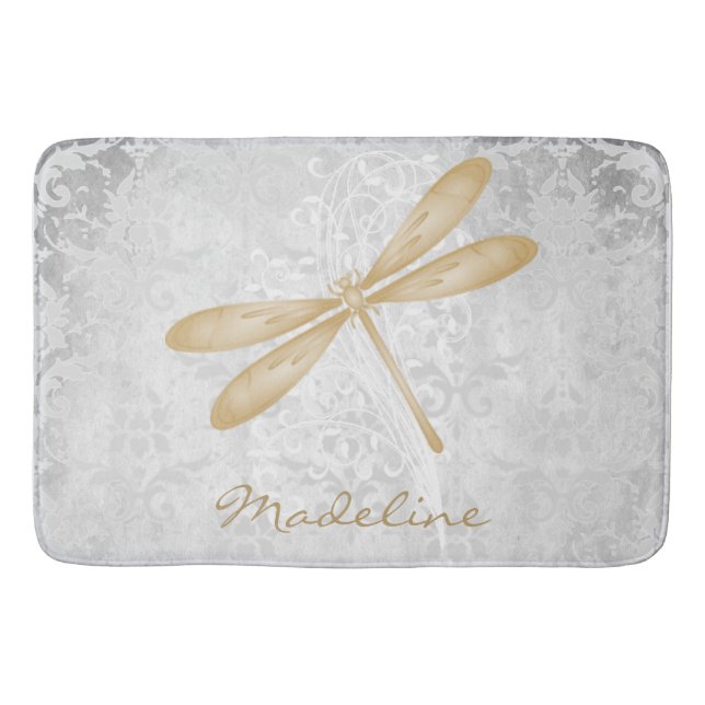 Guld Dragonfly Personlig Bath Mat Badrumsmatta (Framsidan)