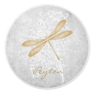 Guld Dragonfly Personlig Ceramic Knob Knopp