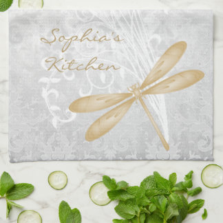 Guld Dragonfly Personlig Kitchen Towel Kökshandduk