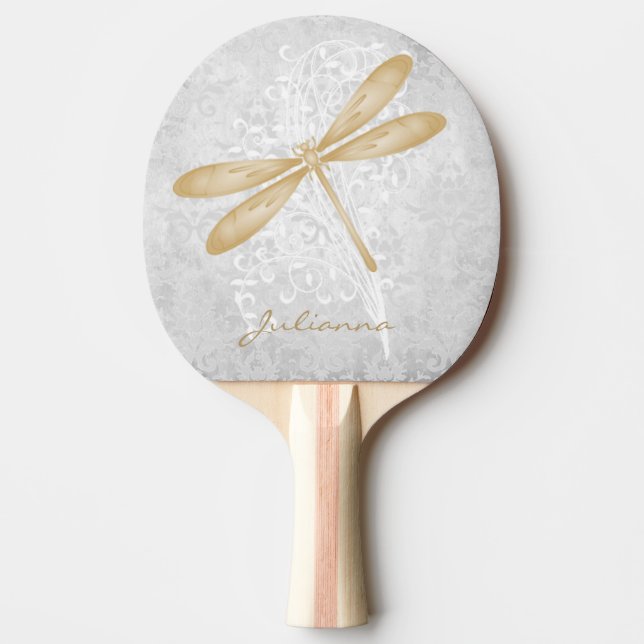Guld Dragonfly Personlig Ping Pong Paddle Pingisracket (Framsidan)