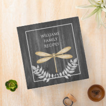 Guld Dragonfly Rustic Recipe Binder