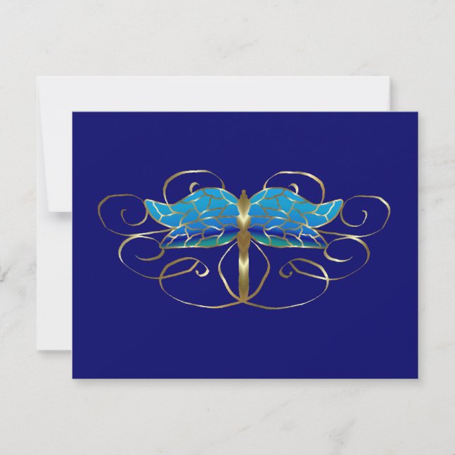 Guld Dragonfly Tiara Bröllop OSA Card Kort (Framsida)