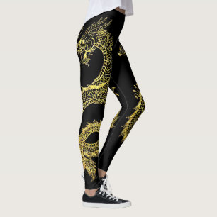 Guld- drakar personifierar bakgrundsfärg leggings