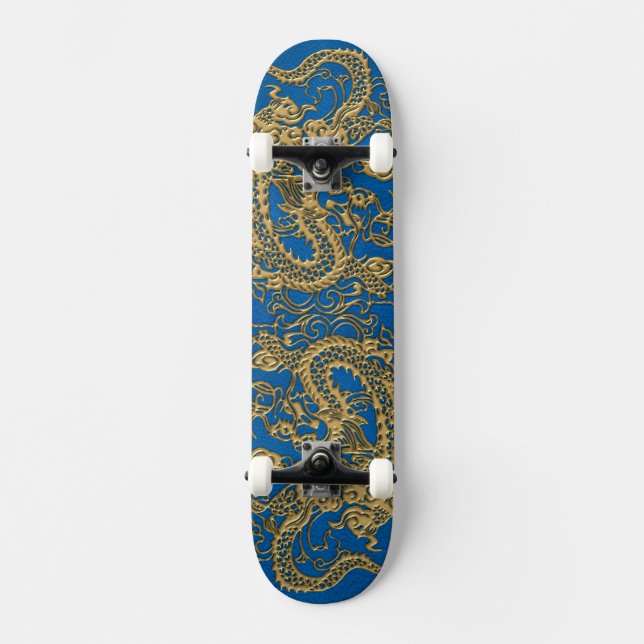 Guld- drake på struktur för Lapis blåttläder Skateboard Bräda 20,5 Cm (Framsida)