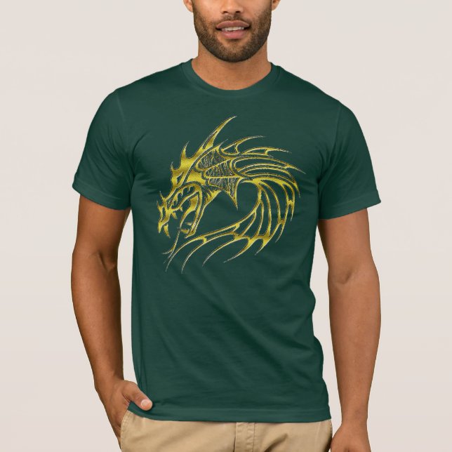 Guld- drakemanar T-tröja T Shirt (Framsida)