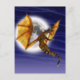 Guld Draken Mythiskt Fantasiväsen Purpur Himmel Vykort