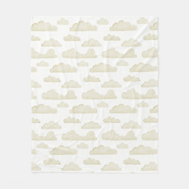 Guld Dreamtime Watercolor Clouds Fleece Blanket (Framsidan)