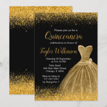 Guld Dress Faux Glitter Quinceanera