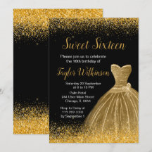 Guld Dress Faux Glitter Sweet 16 Birthday