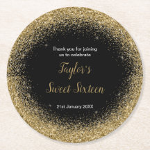 Guld Dress Faux Glitter Sweet 16 Birthday