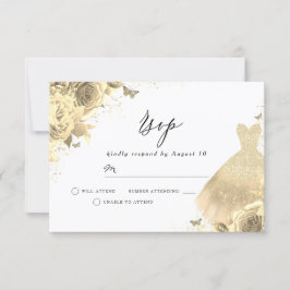 Guld Dress & Flowers Birthday Möhippa OSA Kort