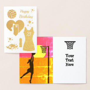 Guld Dress Netball Birthday Folierat Kort