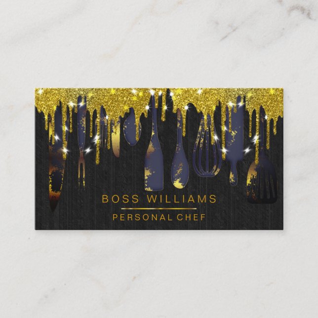 Guld Dricks Catering Personal Chef Bakery Pastry B Visitkort (Framsida)