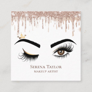 Guld driver Beauty Makeup Girl Lash Fyrkantigt Visitkort