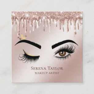 Guld driver Beauty Makeup Girl Lash Fyrkantigt Visitkort