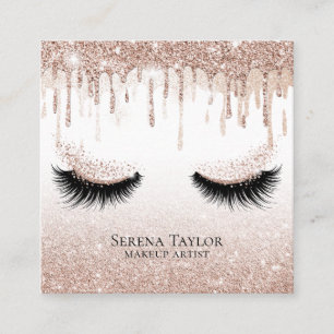 Guld driver Beauty Makeup Girl Lash Fyrkantigt Visitkort