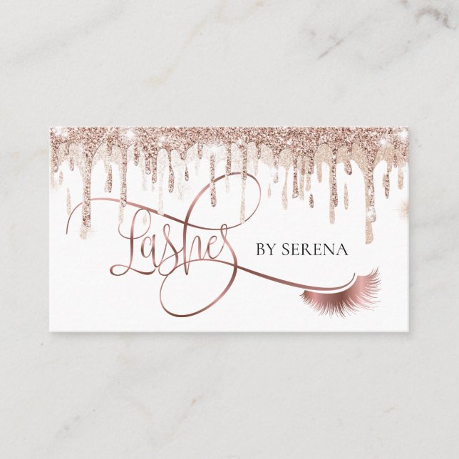 Guld driver Beauty Makeup Girl Lash Visitkort (Framsida)