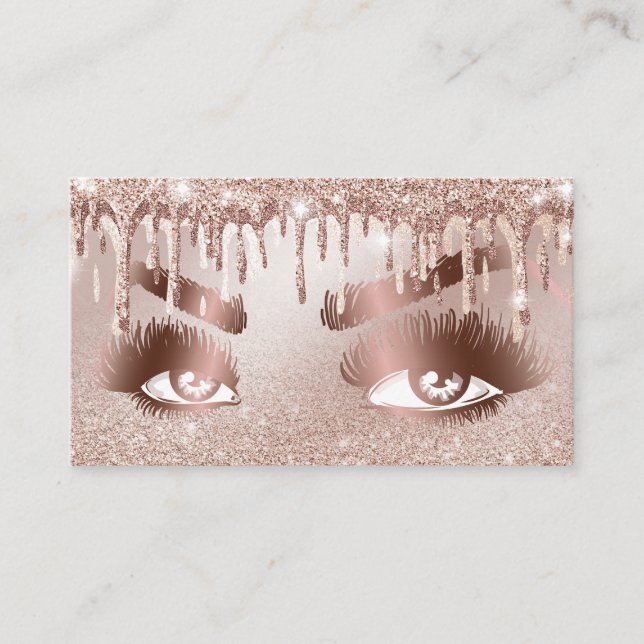 Guld driver Beauty Makeup Girl Lash Visitkort (Framsida)