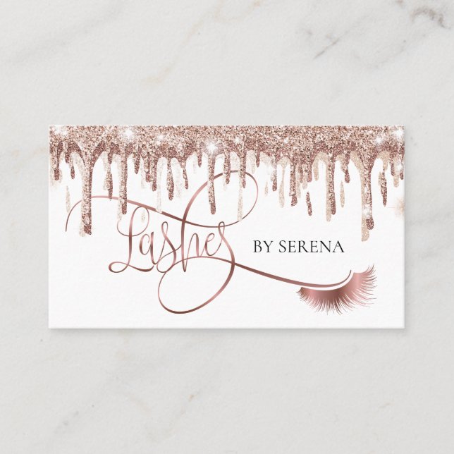 Guld driver Beauty Makeup Girl Lash Visitkort (Framsida)