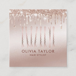 Guld Drives Bobby Stift Hair Stylist Hairdresser Fyrkantigt Visitkort