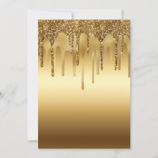 Guld Dropp Glitter Elegant Lyx Gnistrande Chic Inbjudningar (Framsida)