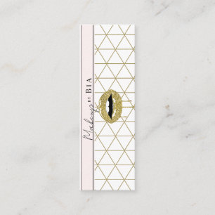 Guld Droppande Läppar Glitter Drips Sminkartist Mini Visitkort