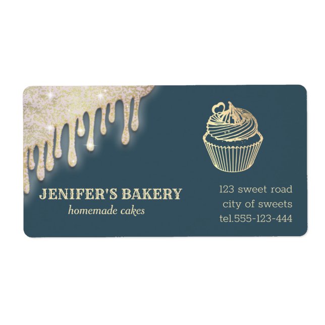 Guld droppar Homemade muffinsar och behandlar förp Fraktsedel (Framsidan)