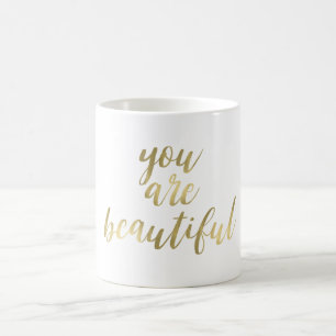 Guld Du är vacker Kaffemugg