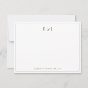 Guld Dubbel Kant Eleganta Par Initialer Anteckningskort