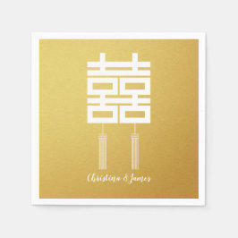 Guld Dubbla Happity Bröllopsfest Napkin Set Pappersservett