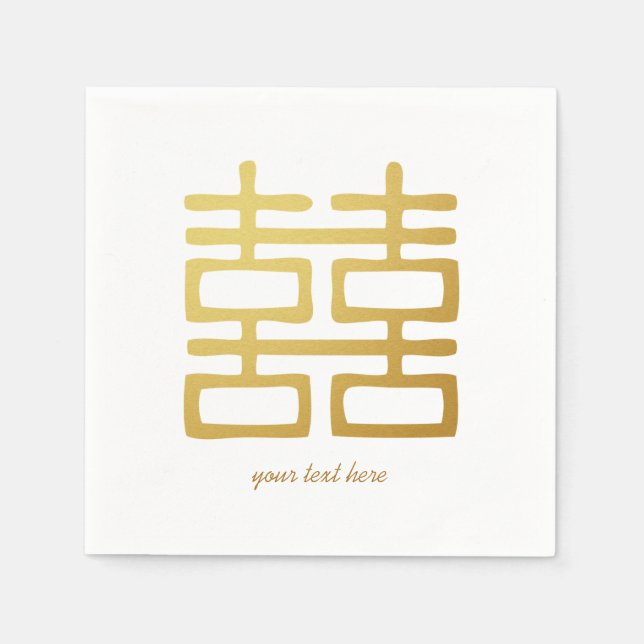 Guld Dubbla Happity Bröllopsfest Napkin Set Pappersservett (Framsidan)