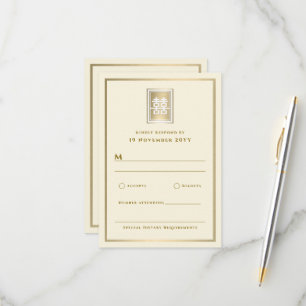Guld Dubbla Happity Elegant kinesiska Bröllop OSA Kort