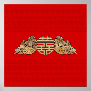 Guld Dubbla Happity Symbol med Mandarin Anka Poster