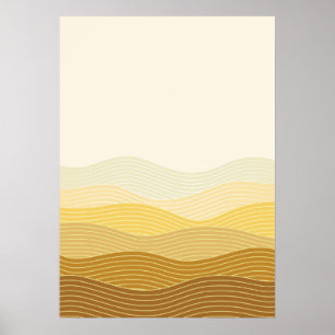Guld Dunes Minimalist Abstrakt Boho Design Poster