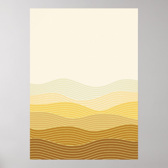 Guld Dunes Minimalist Abstrakt Boho Design Poster (Framsidan)