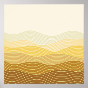 Guld Dunes Minimalist Abstrakt Boho Design Poster