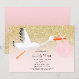 Guld- dusch för flicka för inbjudningar