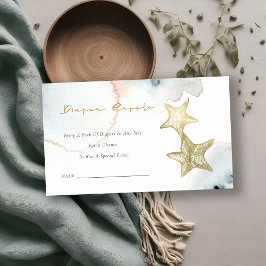 Guld Dusky Blue Starfish Blöja Lotteri Baby Shower Tilläggskort