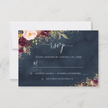 Guld Dust Burgundy Navy Blommigt