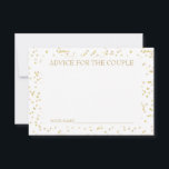 Guld Dust Confetti Advice för par Rådkort<br><div class="desc">KONFETTIRÅDGIVNING OM guld FÖR BRÖLLOP-KORTET MED KOPPLING. Designad för samordning med vår insamling av dammskonfetti bröllop i Guld. Lägg till en roligt inslag i bröllopsdagen med dessa kort. Det omvända kan vara personlig med namn i Faux guld över ett känsligt monogram initialt av ditt gifta namn, på en känslig guld-dammkonfetti...</div>