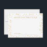 Guld Dust Confetti Advice för par Rådkort<br><div class="desc">KONFETTIRÅDGIVNING OM guld FÖR BRÖLLOP-KORTET MED KOPPLING. Designad för samordning med vår insamling av dammskonfetti bröllop i Guld. Lägg till en roligt inslag i bröllopsdagen med dessa kort. Det omvända kan vara personlig med namn i Faux guld över ett känsligt monogram initialt av ditt gifta namn, på en känslig guld-dammkonfetti...</div>
