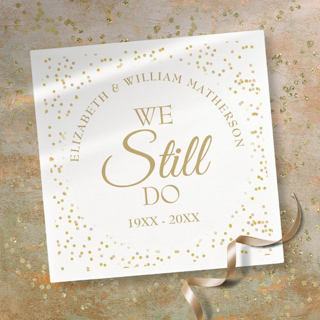 Guld Dust Confetti Vow Renew Annibröllopsdag Pappersservett (Gold Dust Confetti Vow Renew Anniversary Napkins)
